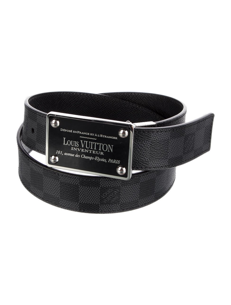 Louis Vuitton 2015 Damier Graphite Pattern Belt