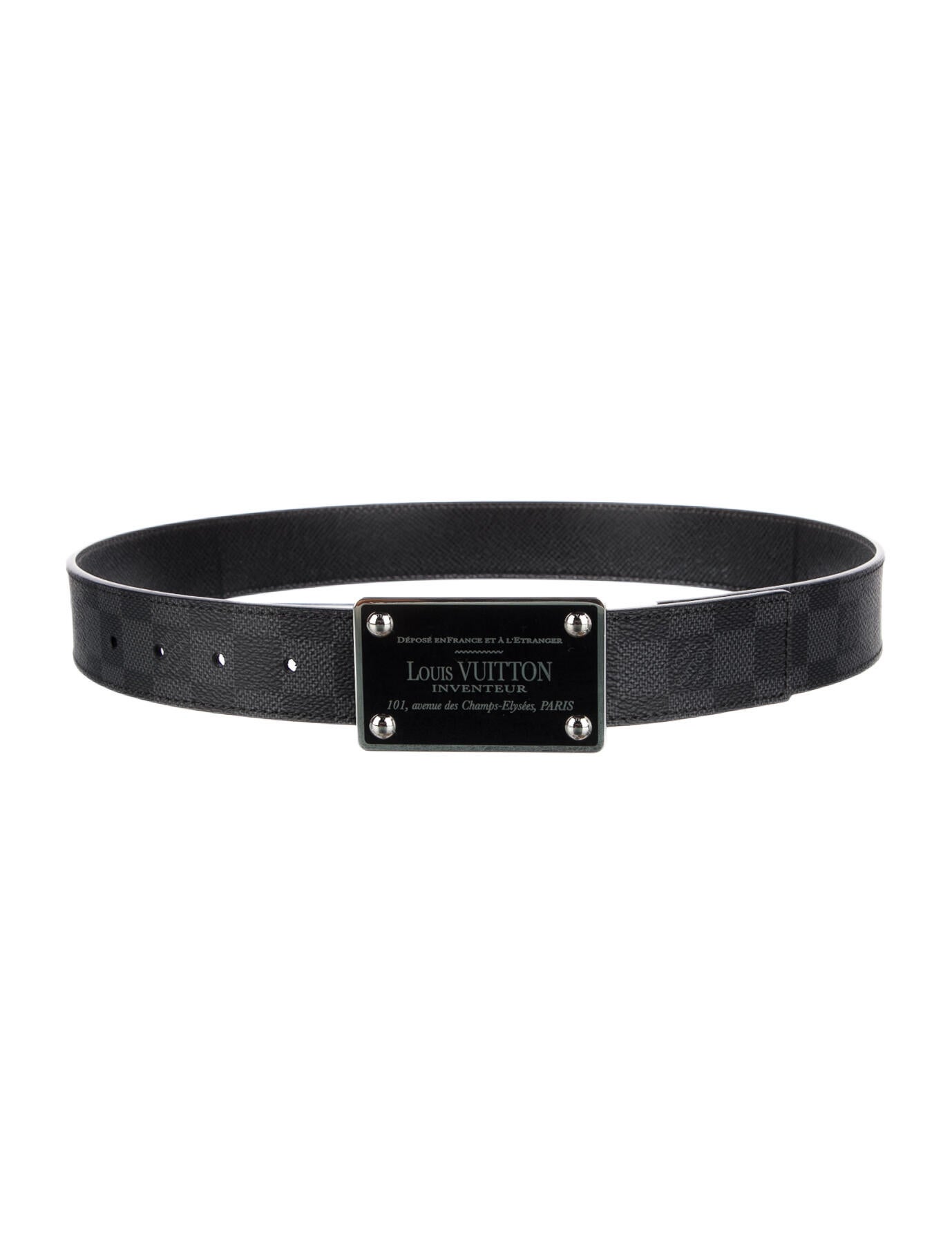 Louis Vuitton 2015 Damier Graphite Pattern Belt