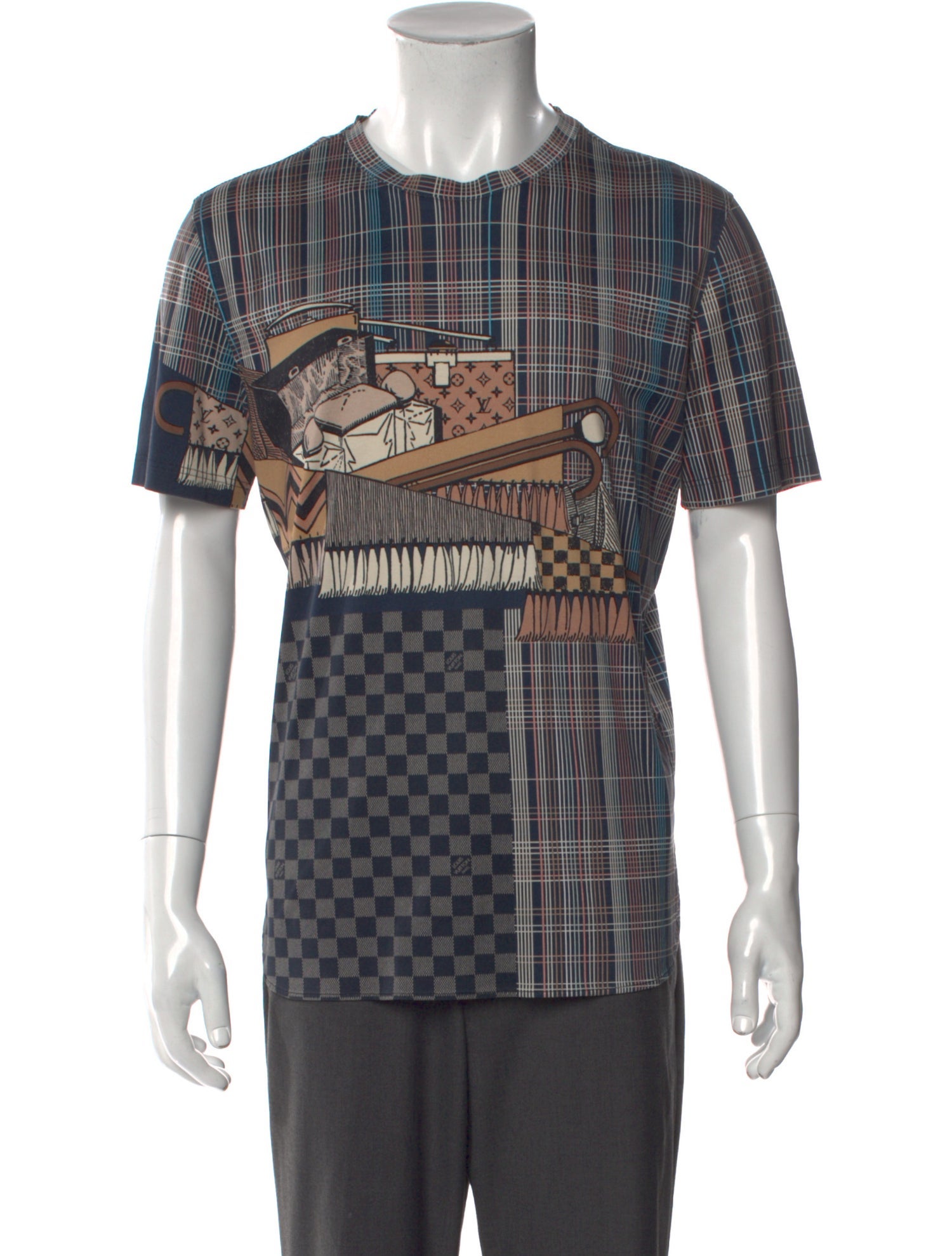 Louis Vuitton Damier Graphite Pattern Crew Neck T-Shirt