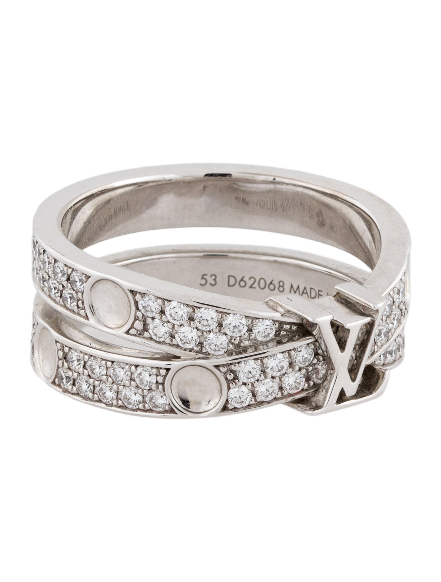 Louis Vuitton 18K Diamond Empreinte Double Ring