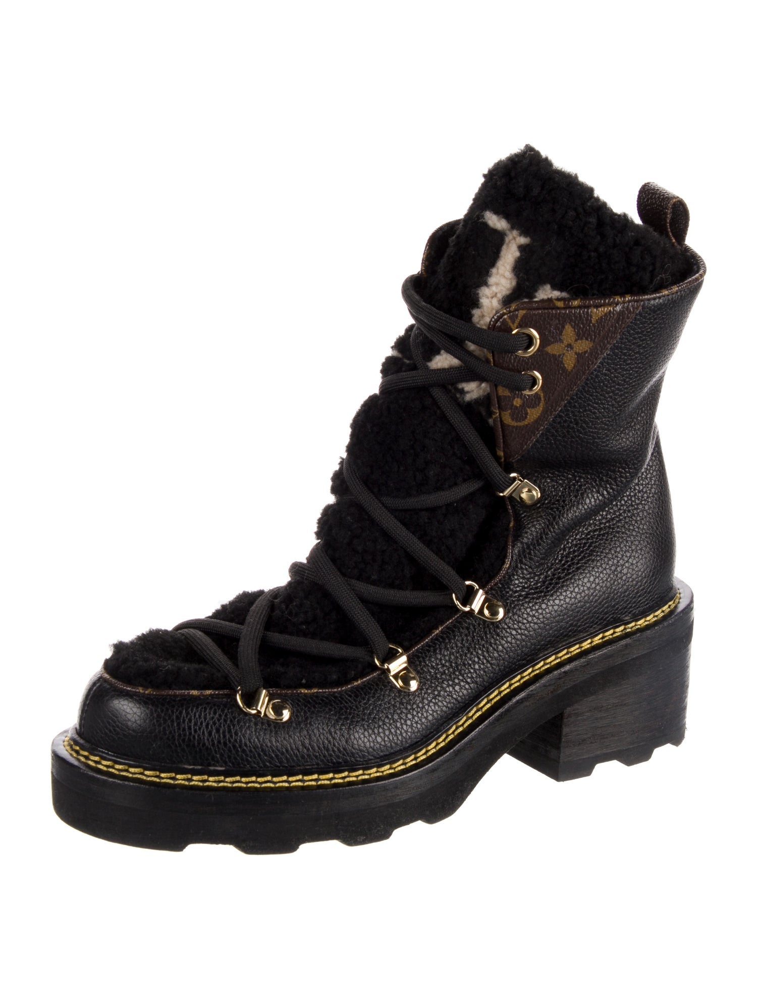 Louis Vuitton LV Monogram Leather Combat Boots