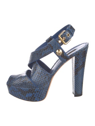 Louis Vuitton Snakeskin Animal Print Slingback Sandals
