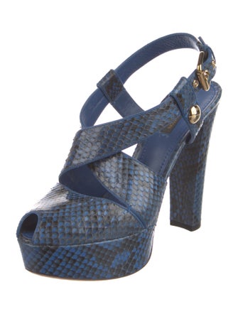 Louis Vuitton Snakeskin Animal Print Slingback Sandals