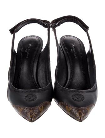 Louis Vuitton LV Monogram Leather Slingback Pumps