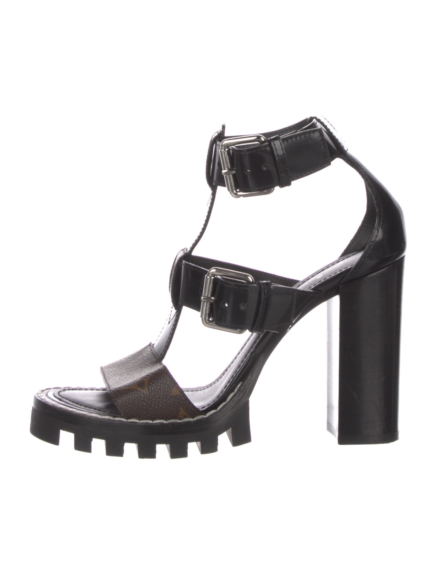 Louis Vuitton LV Monogram Leather T-Strap Sandals