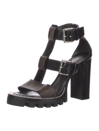 Louis Vuitton LV Monogram Leather T-Strap Sandals
