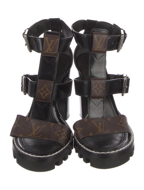 Louis Vuitton LV Monogram Leather T-Strap Sandals
