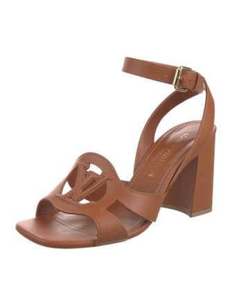 Louis Vuitton Leather Cutout Accent Slingback Sandals