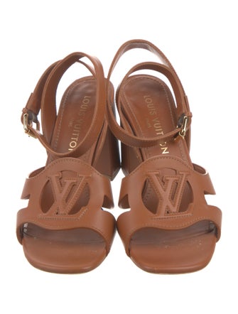 Louis Vuitton Leather Cutout Accent Slingback Sandals