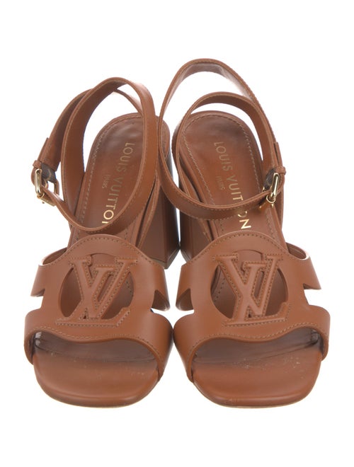 Louis Vuitton Leather Cutout Accent Slingback Sandals