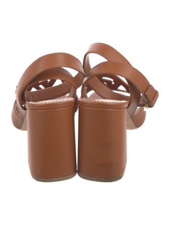 Louis Vuitton Leather Cutout Accent Slingback Sandals