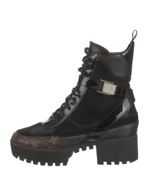 Louis Vuitton Monogram Pattern Suede Combat Boots
