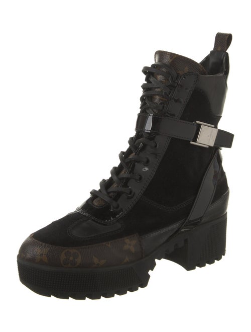 Louis Vuitton Monogram Pattern Suede Combat Boots