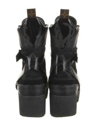 Louis Vuitton Monogram Pattern Suede Combat Boots