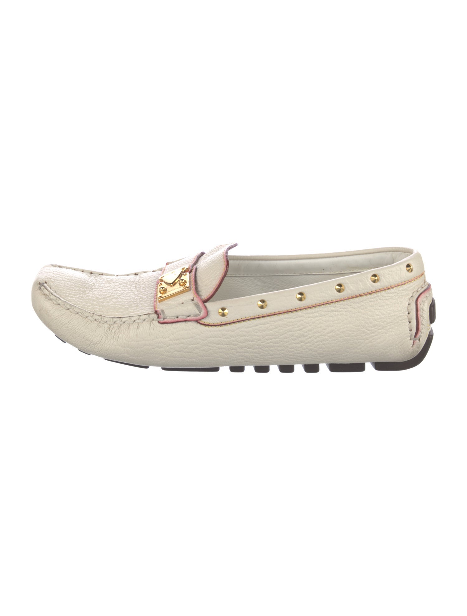Louis Vuitton Leather Studded Accents Loafers