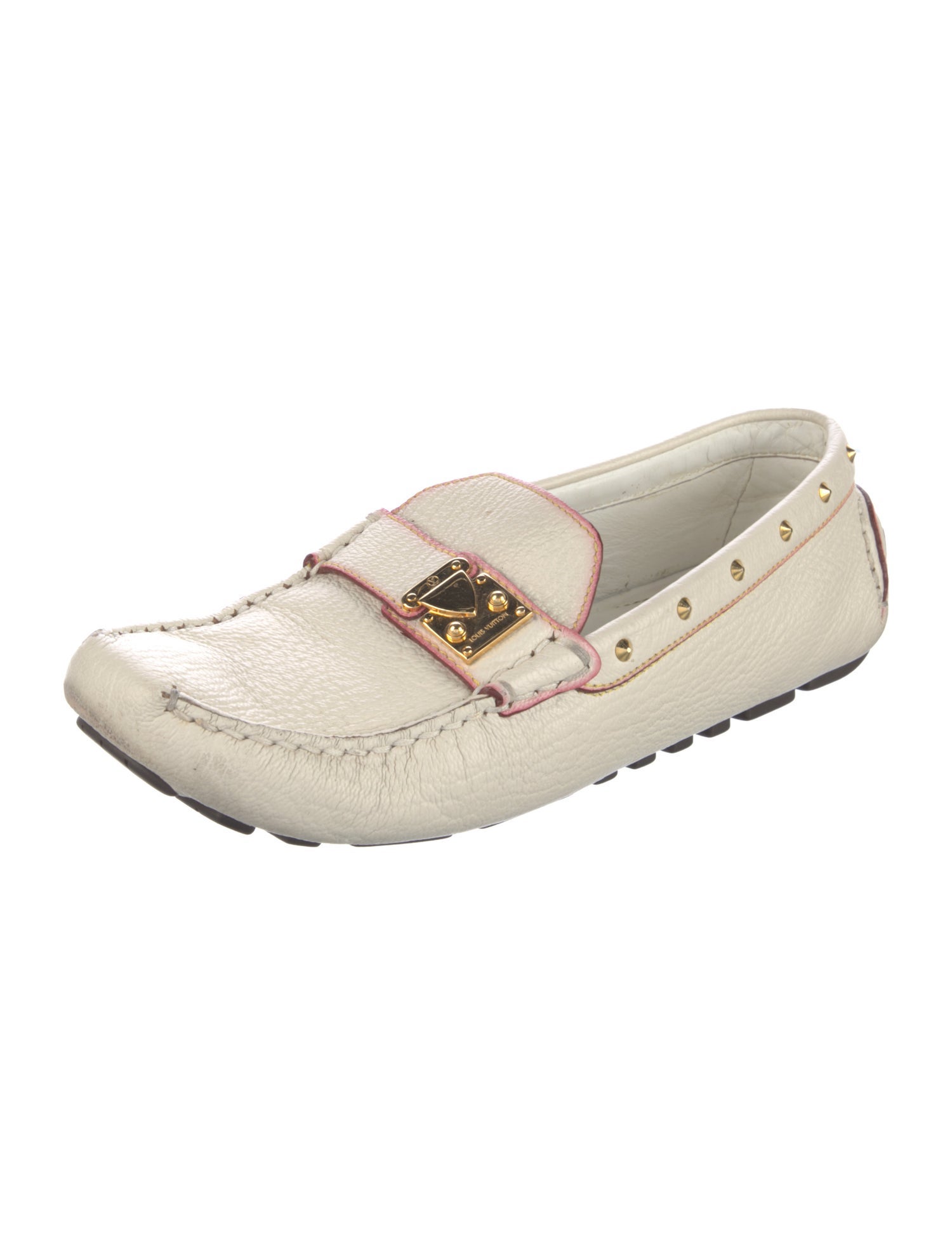 Louis Vuitton Leather Studded Accents Loafers
