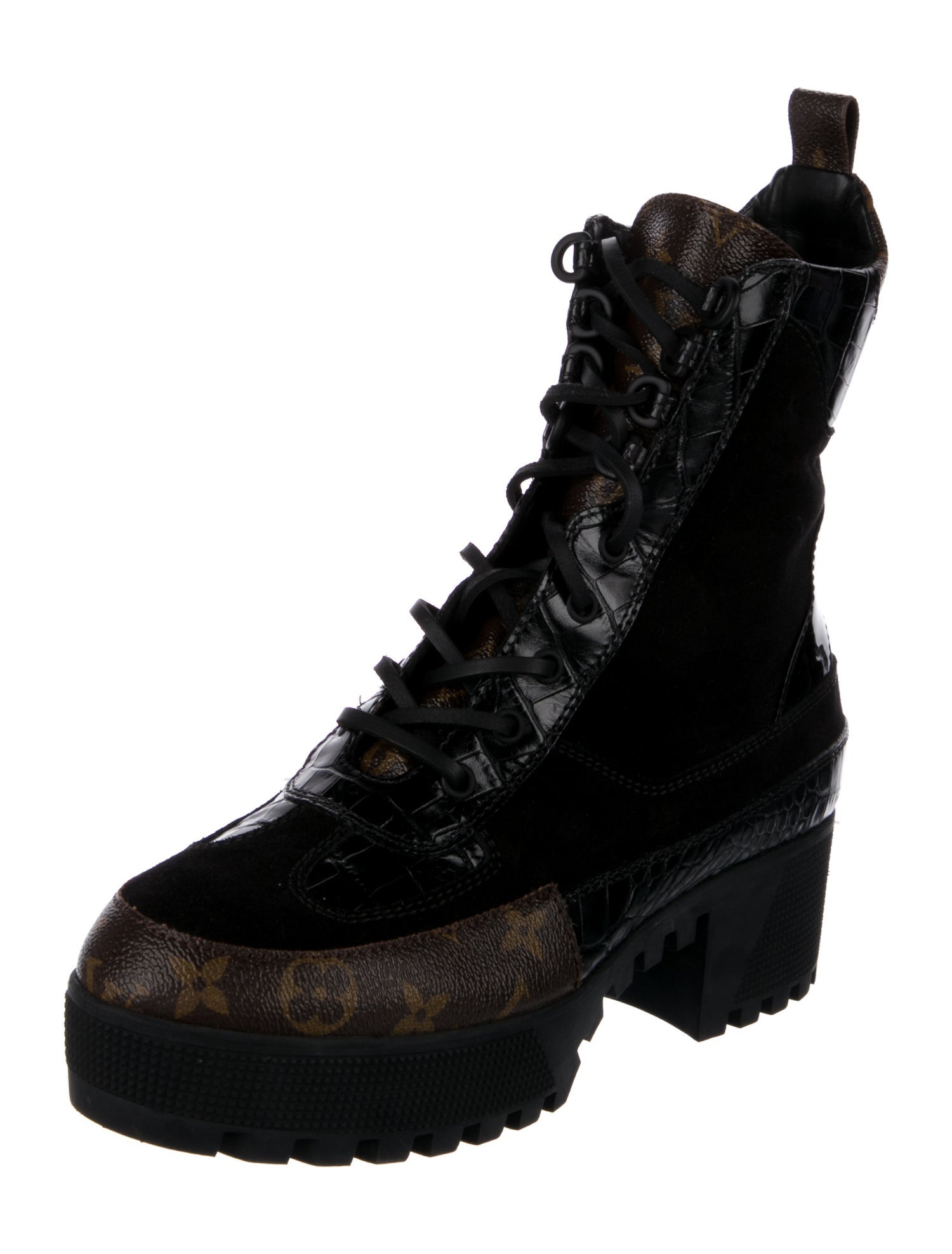 Louis Vuitton LV Monogram Suede Combat Boots