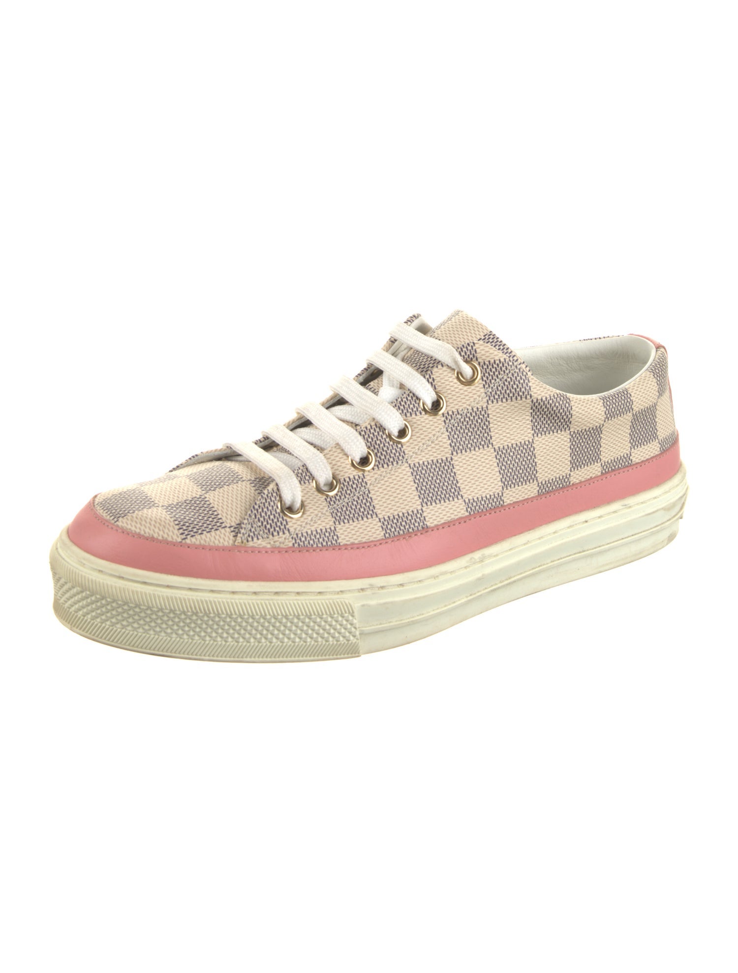 Louis Vuitton Damier Azur Pattern Leather Trim Embellishment Sneakers