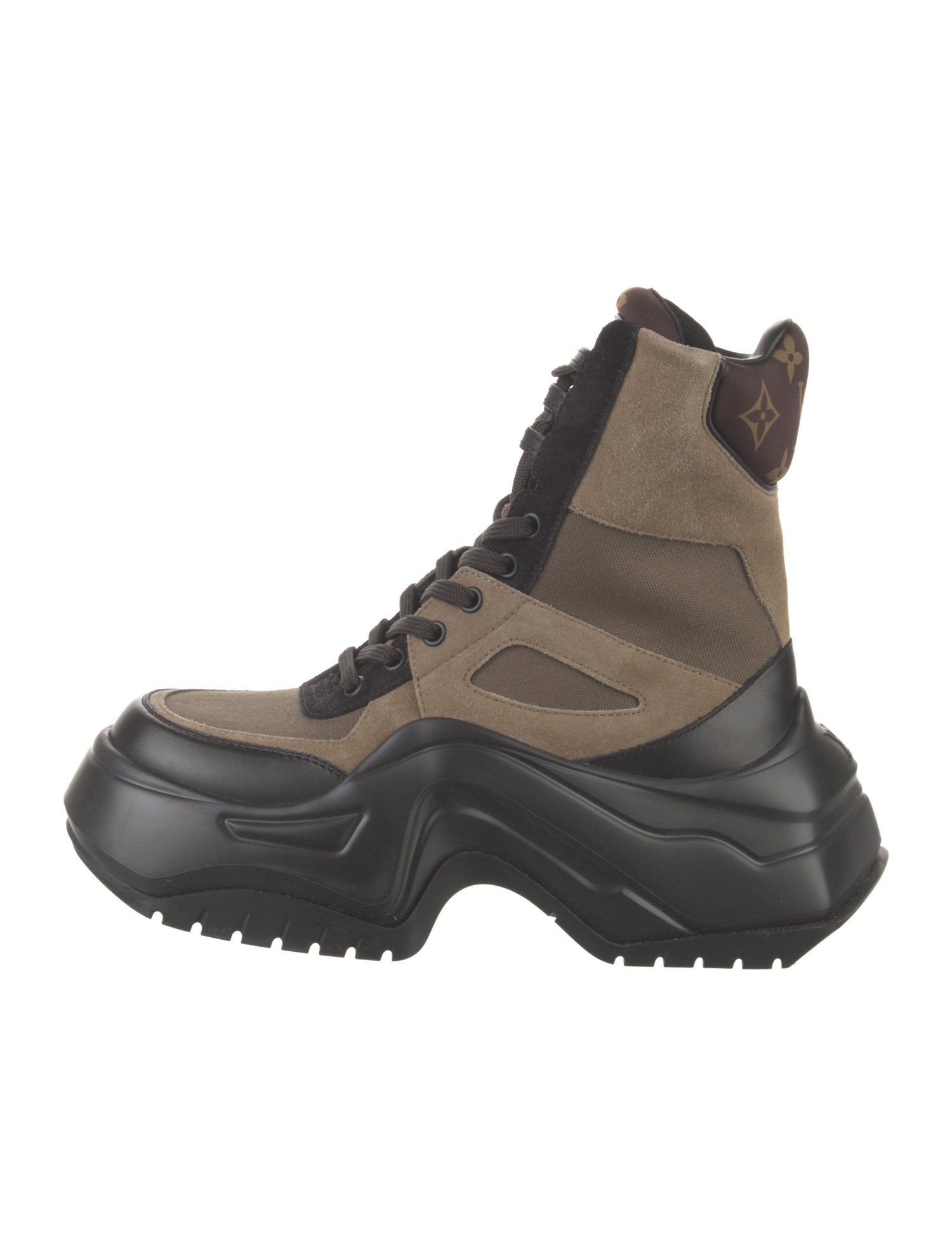 Louis Vuitton Suede Colorblock Pattern Lace-Up Boots w/ Tags