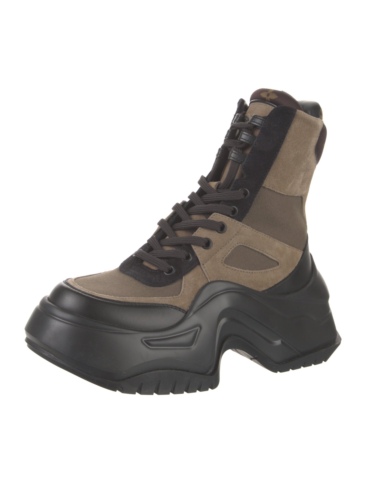 Louis Vuitton Suede Colorblock Pattern Lace-Up Boots w/ Tags