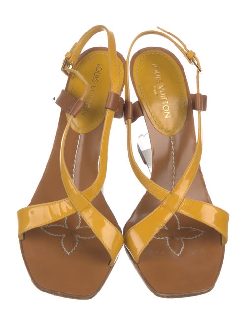 Louis Vuitton Patent Leather Colorblock Pattern Slingback Sandals