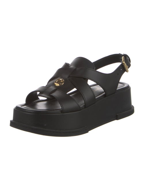 Louis Vuitton Leather Cutout Accent Slingback Sandals