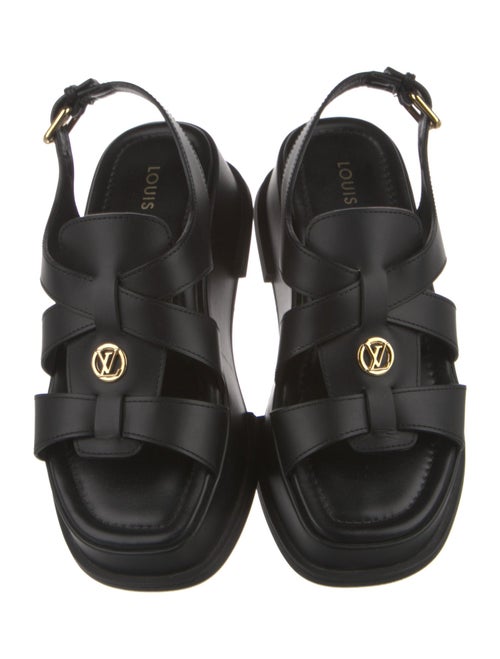 Louis Vuitton Leather Cutout Accent Slingback Sandals