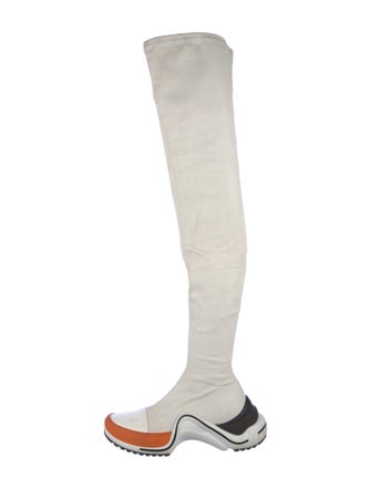 Louis Vuitton Leather Colorblock Pattern Sock Boots