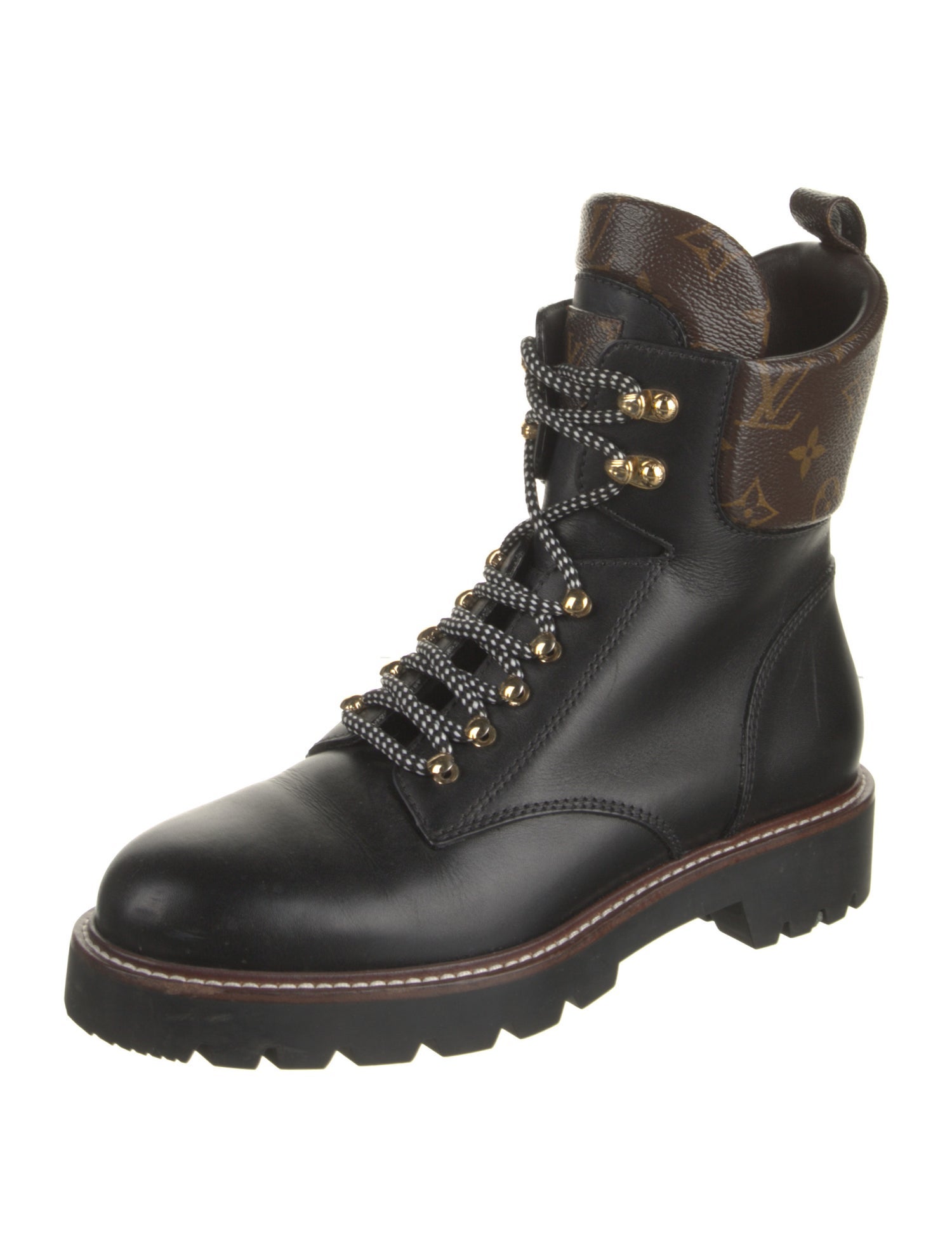 Louis Vuitton LV Monogram Leather Combat Boots