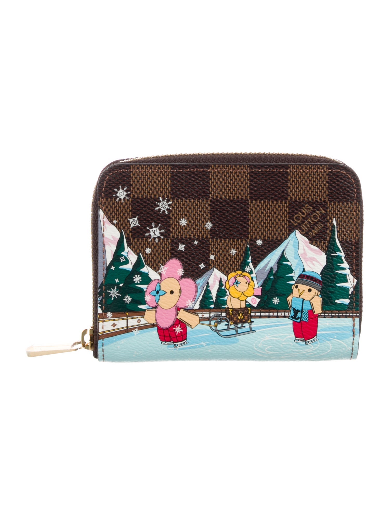 Louis Vuitton Damier Ebene Pattern Coated Canvas Zippy Coin Purse