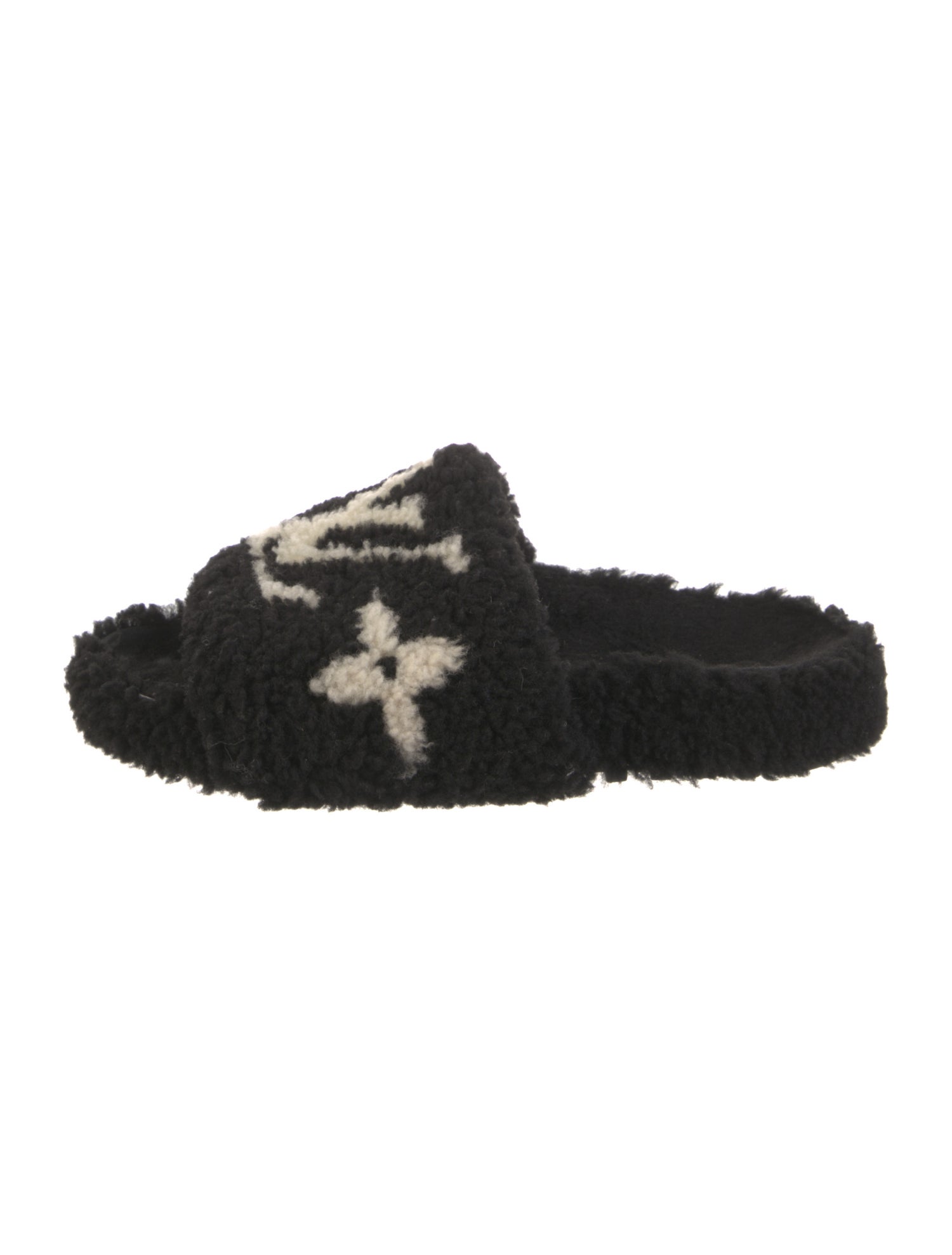 Louis Vuitton LV Monogram Shearling Slides