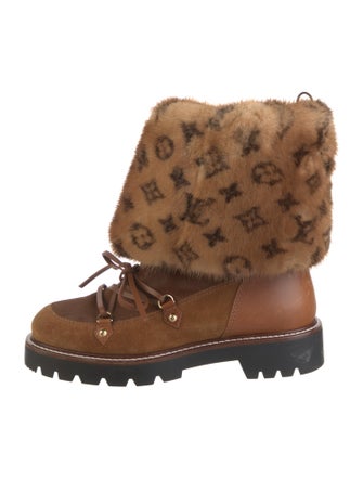 Louis Vuitton LV Monogram Suede Lace-Up Boots