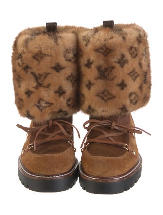 Louis Vuitton LV Monogram Suede Lace-Up Boots