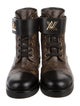 Louis Vuitton LV Monogram Leather Trim Embellishment Combat Boots