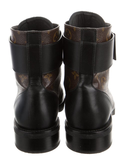 Louis Vuitton LV Monogram Leather Trim Embellishment Combat Boots