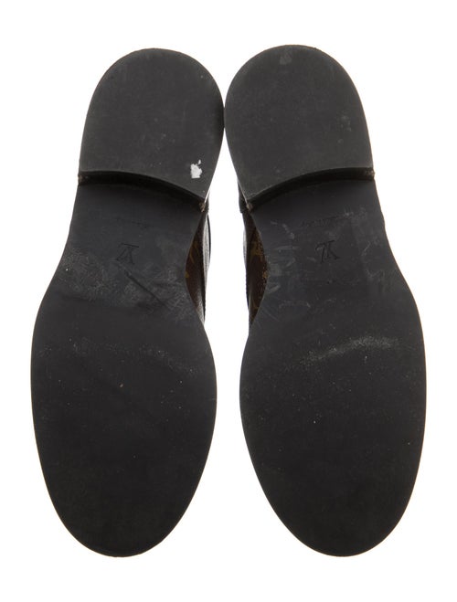 Louis Vuitton LV Monogram Leather Trim Embellishment Combat Boots