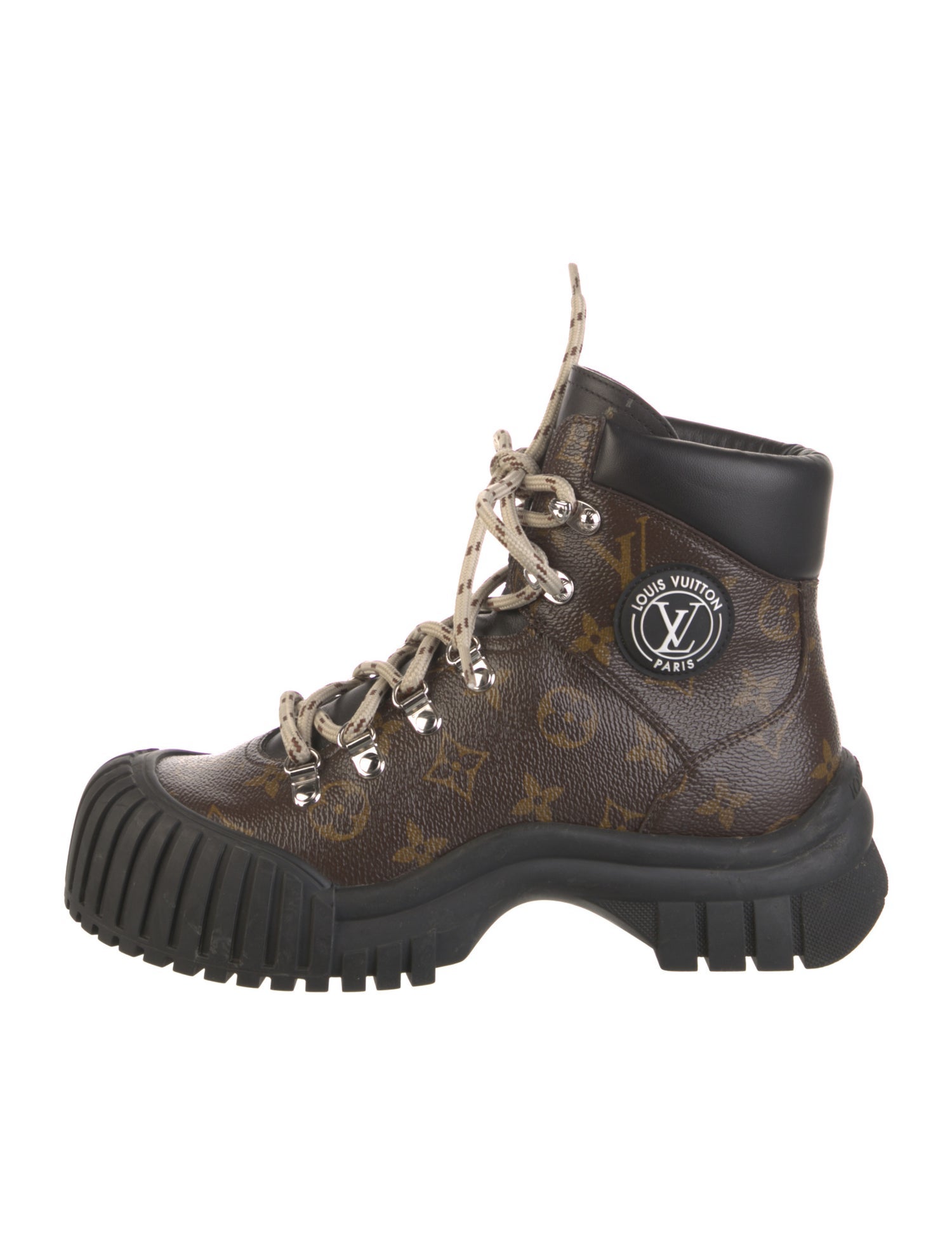 Louis Vuitton LV Monogram Leather Trim Embellishment Hiking Boots