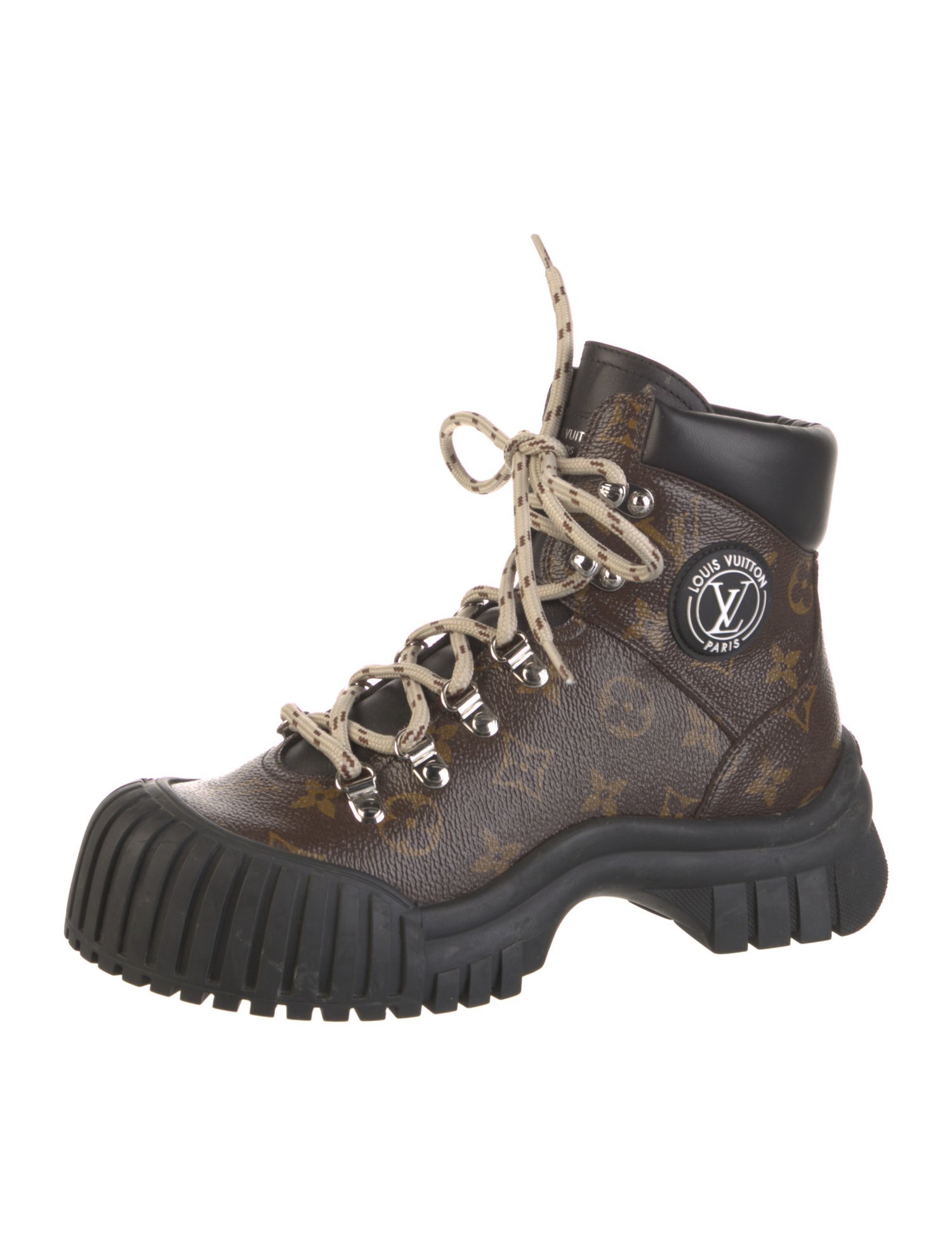 Louis Vuitton LV Monogram Leather Trim Embellishment Hiking Boots
