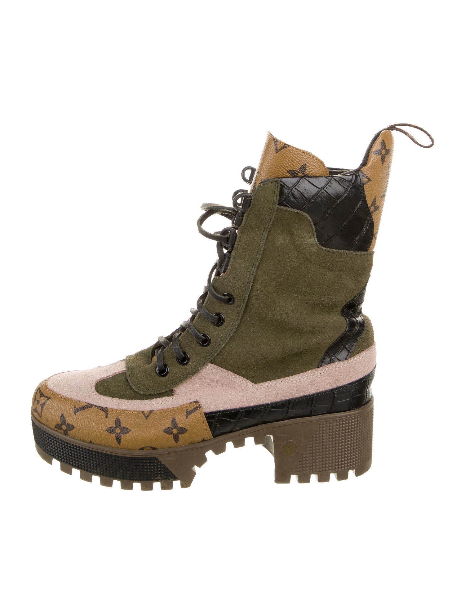 Louis Vuitton LV Monogram Suede Combat Boots
