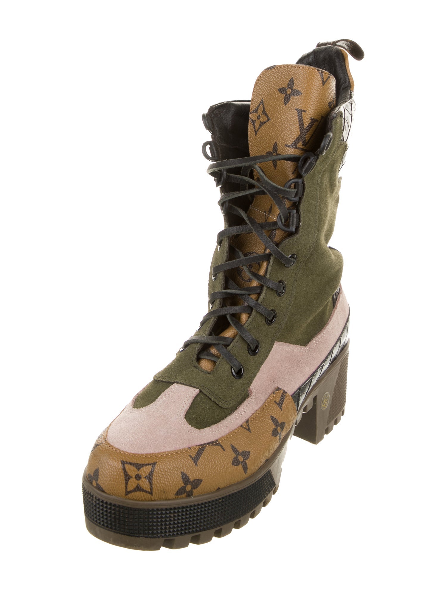 Louis Vuitton LV Monogram Suede Combat Boots