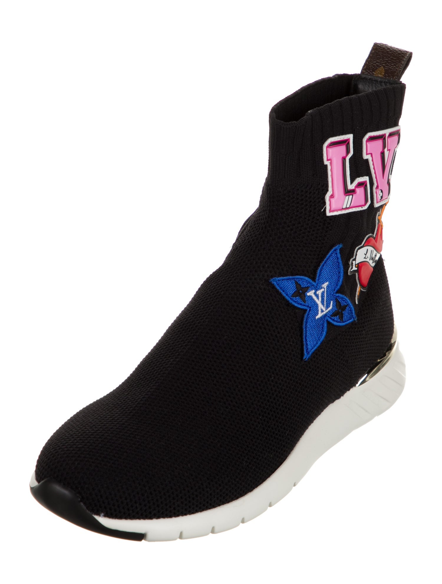 Louis Vuitton LV Monogram Embroidered Accent Sock Sneakers w/ Tags