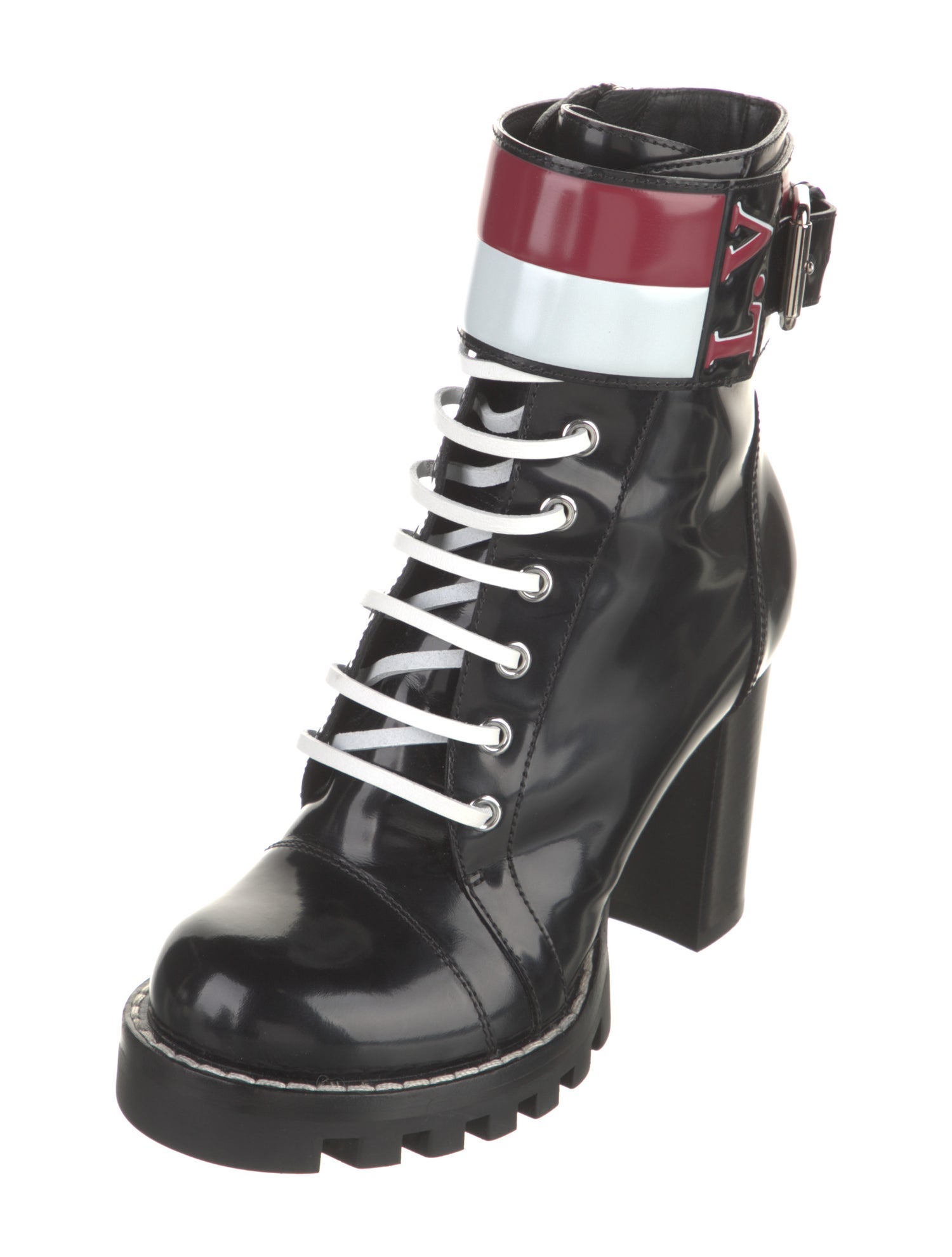 Louis Vuitton Patent Leather Combat Boots
