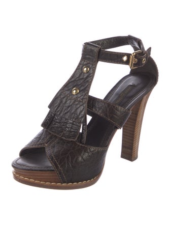 Louis Vuitton Leather Tassel Accents T-Strap Pumps