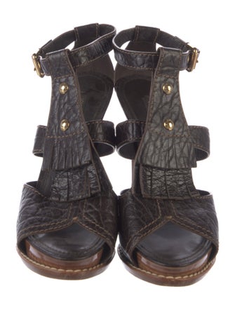 Louis Vuitton Leather Tassel Accents T-Strap Pumps