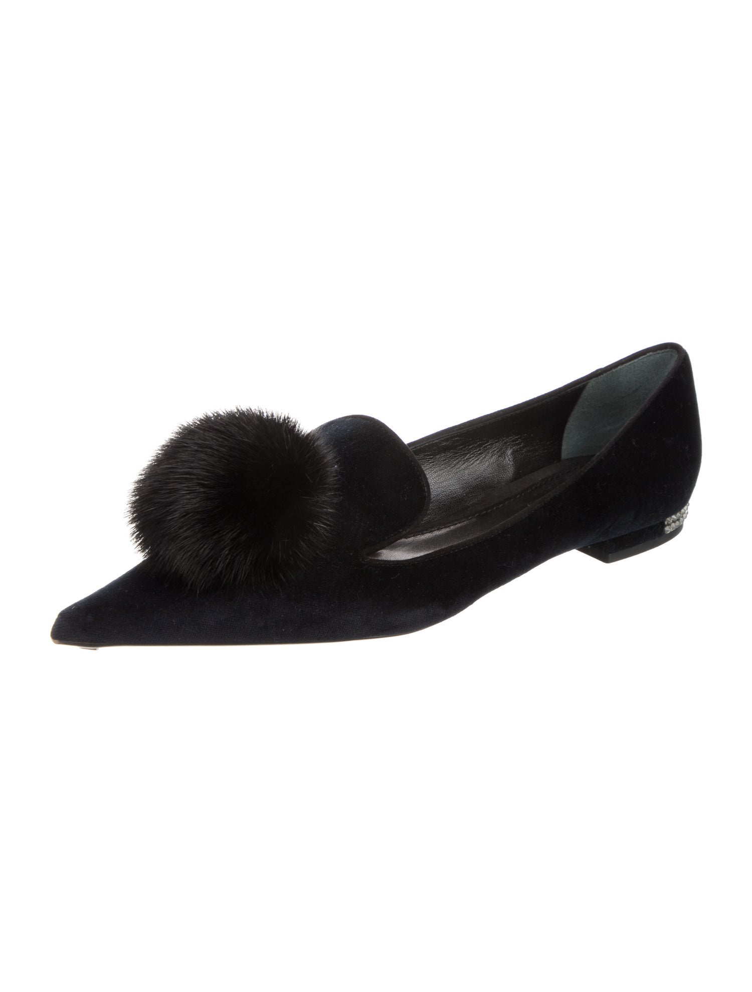 Louis Vuitton Velvet Pom-Pom Embellishments Loafers