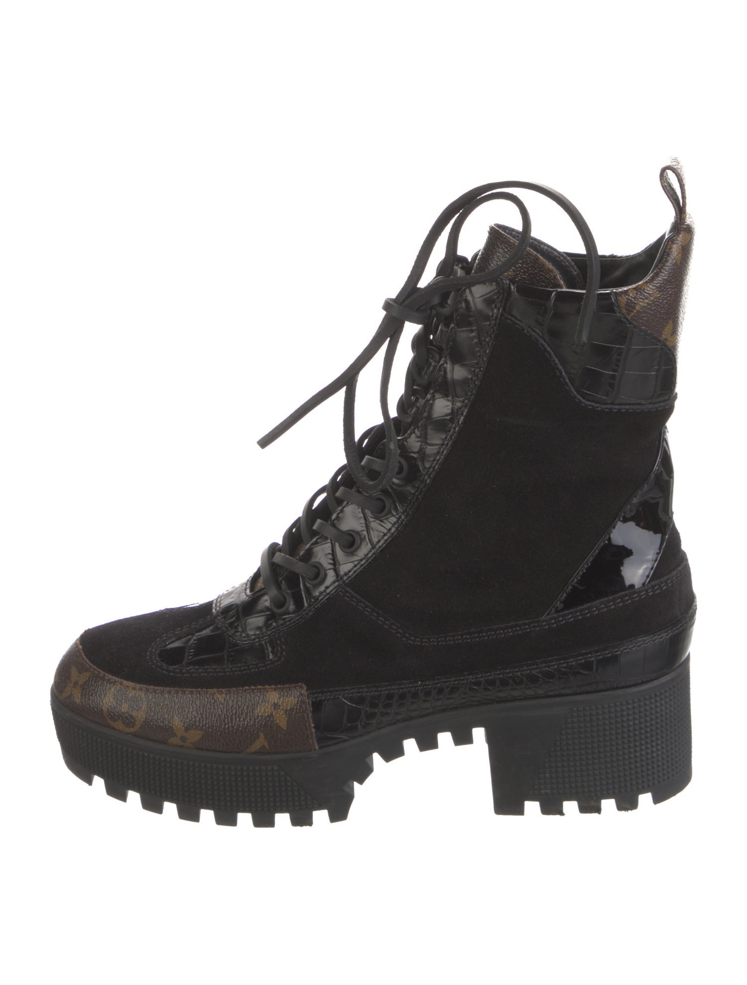 Louis Vuitton LV Monogram Suede Combat Boots