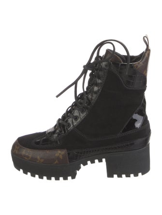 Louis Vuitton LV Monogram Suede Combat Boots