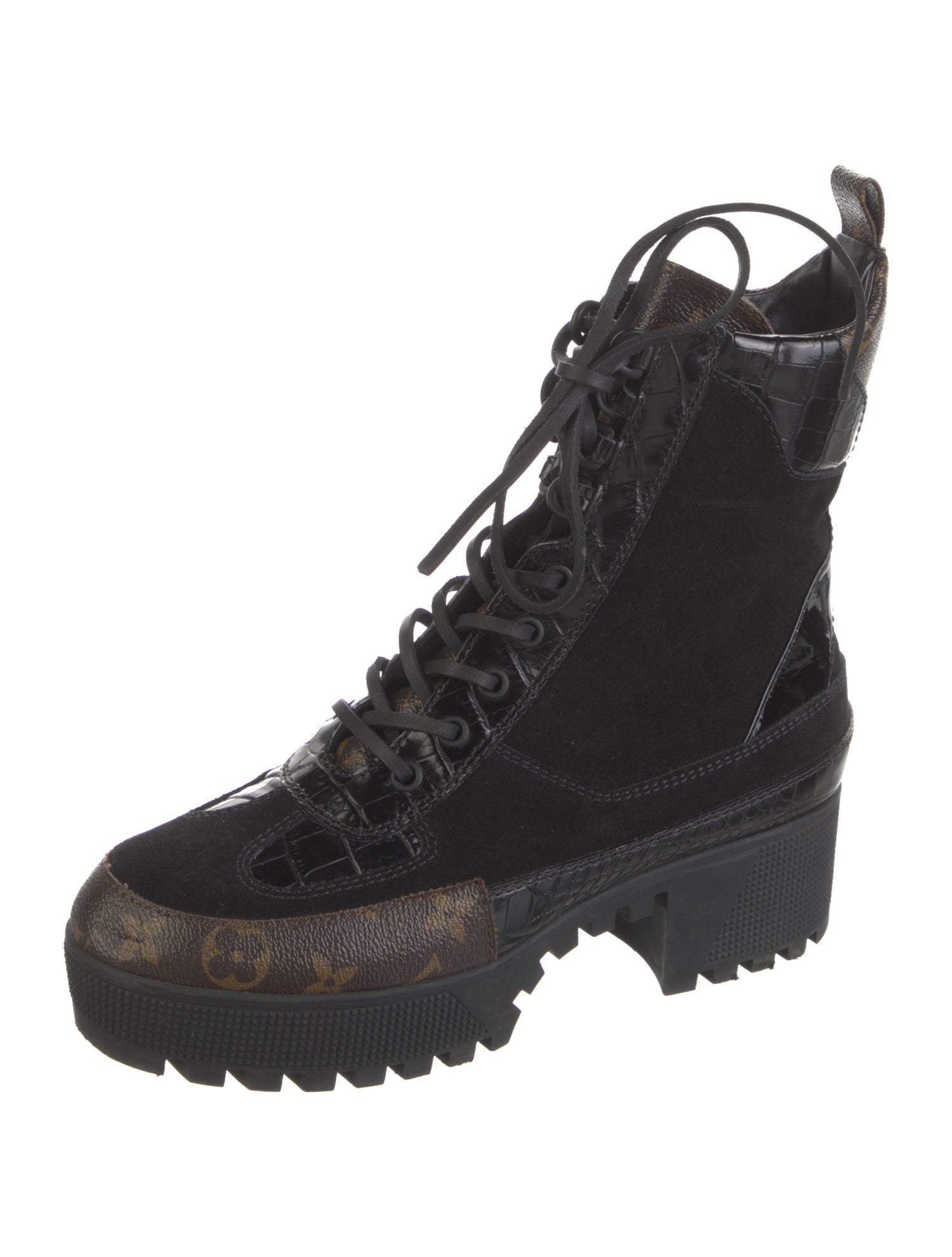 Louis Vuitton LV Monogram Suede Combat Boots