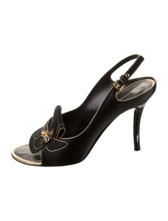 Louis Vuitton Satin Crystal Embellishments Slingback Sandals