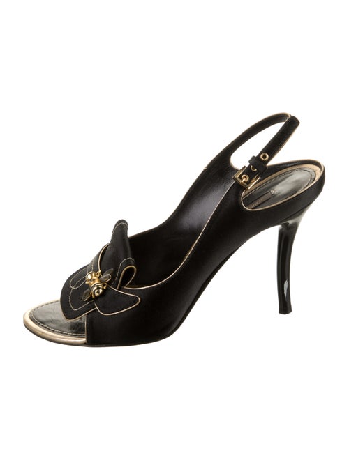 Louis Vuitton Satin Crystal Embellishments Slingback Sandals